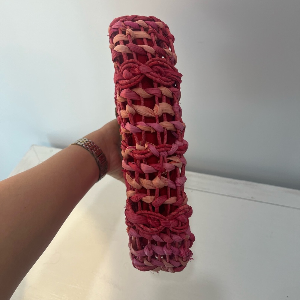 Coldwater Creek Pink Woven Bag with Wooden Handles - Picture 6 of 8